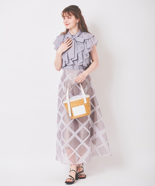 31 Sons de mode（トランテアン　ソン　ドゥ　モード）の「フロッキーレーススカート（スカート・レディース・ベージュ/ライトグリーン/ネイビー・36/38）」の14枚目の写真