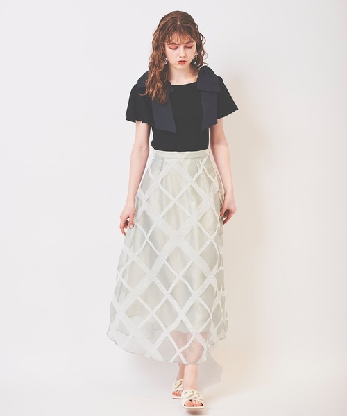 31 Sons de mode（トランテアン　ソン　ドゥ　モード）の「フロッキーレーススカート（スカート・レディース・ベージュ/ライトグリーン/ネイビー・36/38）」の18枚目の写真