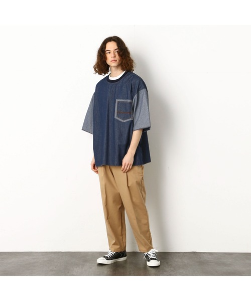 Purple&Yellow（パープルアンドイエロー）の「デニムプルオーバーシャツ（シャツ/ブラウス・メンズ・ライトインディゴブルー/ワンウォッシュ・LARGE/SMALL/MEDIUM）」の3枚目の写真