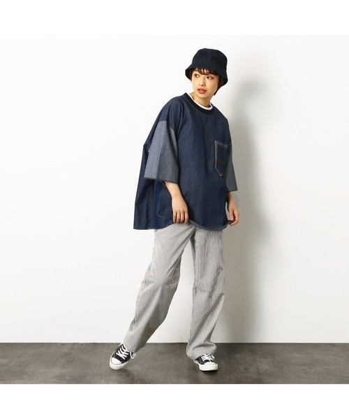 Purple&Yellow（パープルアンドイエロー）の「デニムプルオーバーシャツ（シャツ/ブラウス・メンズ・ライトインディゴブルー/ワンウォッシュ・LARGE/SMALL/MEDIUM）」の6枚目の写真