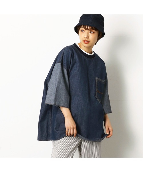 Purple&Yellow（パープルアンドイエロー）の「デニムプルオーバーシャツ（シャツ/ブラウス・メンズ・ライトインディゴブルー/ワンウォッシュ・LARGE/SMALL/MEDIUM）」の7枚目の写真