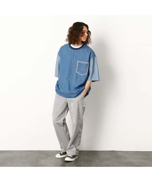 Purple&Yellow（パープルアンドイエロー）の「デニムプルオーバーシャツ（シャツ/ブラウス・メンズ・ライトインディゴブルー/ワンウォッシュ・LARGE/SMALL/MEDIUM）」の8枚目の写真