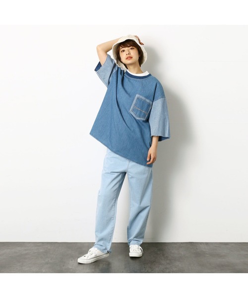 Purple&Yellow（パープルアンドイエロー）の「デニムプルオーバーシャツ（シャツ/ブラウス・メンズ・ライトインディゴブルー/ワンウォッシュ・LARGE/SMALL/MEDIUM）」の9枚目の写真