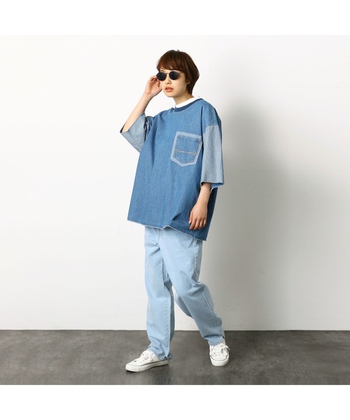 Purple&Yellow（パープルアンドイエロー）の「デニムプルオーバーシャツ（シャツ/ブラウス・メンズ・ライトインディゴブルー/ワンウォッシュ・LARGE/SMALL/MEDIUM）」の11枚目の写真