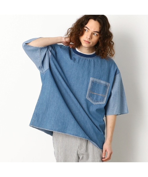 Purple&Yellow（パープルアンドイエロー）の「デニムプルオーバーシャツ（シャツ/ブラウス・メンズ・ライトインディゴブルー/ワンウォッシュ・LARGE/SMALL/MEDIUM）」の13枚目の写真