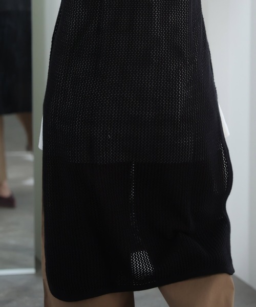 ElegChic(エレグシック)の「メッシュニット ロング ベスト(ベスト・レディース・ライトグレー/杢グレー/ブラック・M/XL/4L)」の13枚目の写真