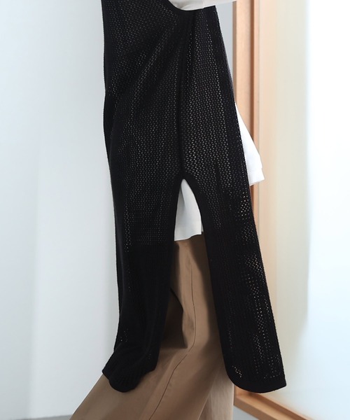 ElegChic(エレグシック)の「メッシュニット ロング ベスト(ベスト・レディース・ライトグレー/杢グレー/ブラック・M/XL/4L)」の14枚目の写真