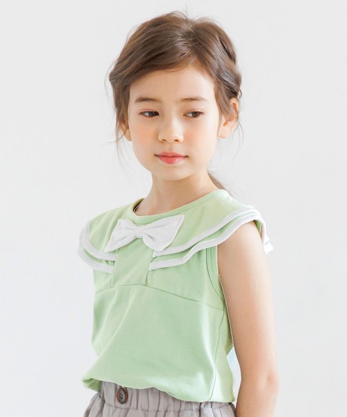 Bee des Bee（ビーデスビー）の「ノースリーブセーラー風トップス（タンクトップ・キッズ・サックスブルー/ミント/ラベンダー・110cm/100cm/120cm/130cm/140cm/150cm）」の9枚目の写真