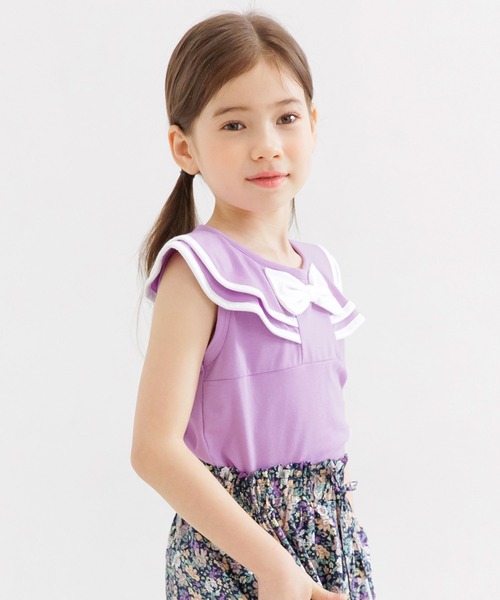 Bee des Bee（ビーデスビー）の「ノースリーブセーラー風トップス（タンクトップ・キッズ・サックスブルー/ミント/ラベンダー・110cm/100cm/120cm/130cm/140cm/150cm）」の6枚目の写真