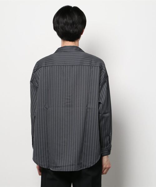 JOHN'S CLOSET（ジョンズクローゼット）の「【i】ポリピンストライプワークシャツ（シャツ/ブラウス・メンズ・チャコールグレー/グリーン/グレー/ブラック/ネイビー/ホワイト・LARGE/X-LARGE/MEDIUM）」の15枚目の写真