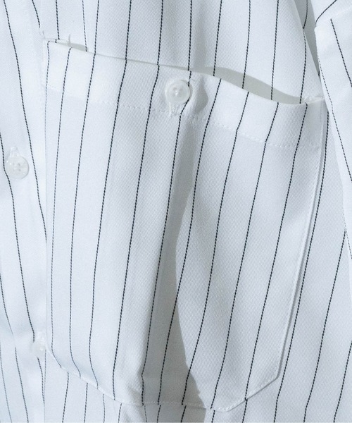 JOHN'S CLOSET（ジョンズクローゼット）の「【i】ポリピンストライプワークシャツ（シャツ/ブラウス・メンズ・チャコールグレー/グリーン/グレー/ブラック/ネイビー/ホワイト・LARGE/X-LARGE/MEDIUM）」の17枚目の写真
