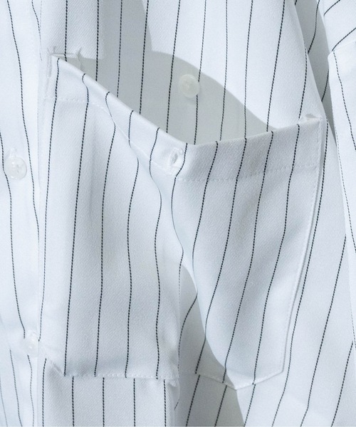 JOHN'S CLOSET（ジョンズクローゼット）の「【i】ポリピンストライプワークシャツ（シャツ/ブラウス・メンズ・チャコールグレー/グリーン/グレー/ブラック/ネイビー/ホワイト・LARGE/X-LARGE/MEDIUM）」の18枚目の写真