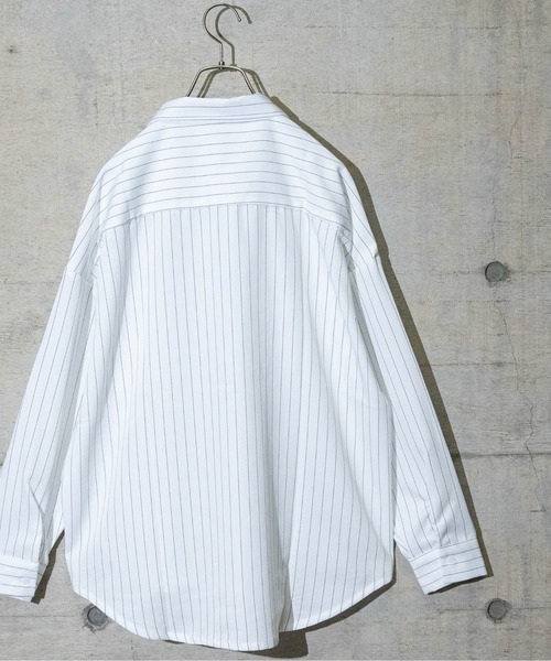 JOHN'S CLOSET（ジョンズクローゼット）の「【i】ポリピンストライプワークシャツ（シャツ/ブラウス・メンズ・チャコールグレー/グリーン/グレー/ブラック/ネイビー/ホワイト・LARGE/X-LARGE/MEDIUM）」の19枚目の写真