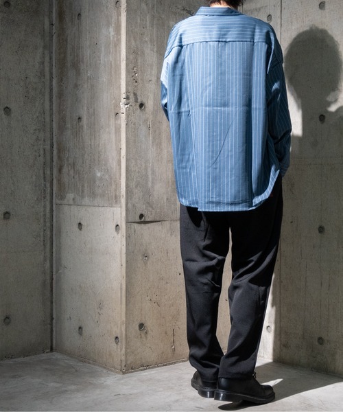 JOHN'S CLOSET（ジョンズクローゼット）の「【i】ポリピンストライプワークシャツ（シャツ/ブラウス・メンズ・チャコールグレー/グリーン/グレー/ブラック/ネイビー/ホワイト・LARGE/X-LARGE/MEDIUM）」の10枚目の写真