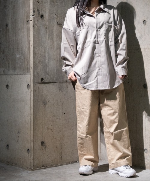 JOHN'S CLOSET（ジョンズクローゼット）の「【i】ポリピンストライプワークシャツ（シャツ/ブラウス・メンズ・チャコールグレー/グリーン/グレー/ブラック/ネイビー/ホワイト・LARGE/X-LARGE/MEDIUM）」の11枚目の写真