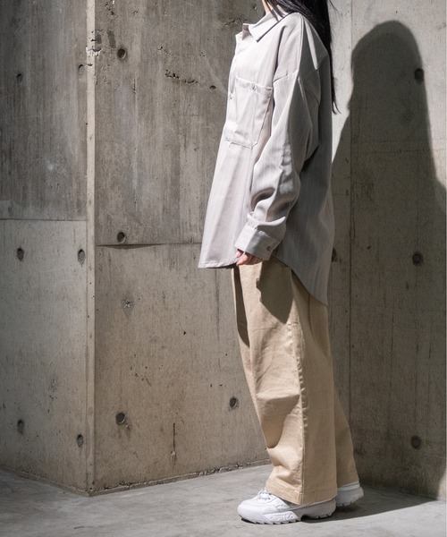 JOHN'S CLOSET（ジョンズクローゼット）の「【i】ポリピンストライプワークシャツ（シャツ/ブラウス・メンズ・チャコールグレー/グリーン/グレー/ブラック/ネイビー/ホワイト・LARGE/X-LARGE/MEDIUM）」の12枚目の写真