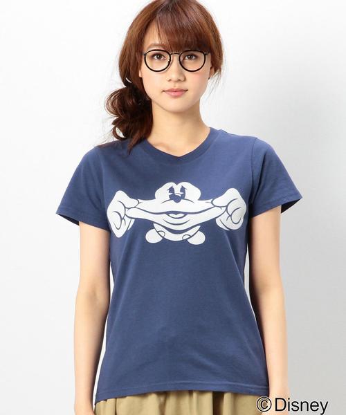 coen（コーエン）の「コーエン別注Disney（ディズニー）Mickey抜染プリントＴシャツ（Tシャツ/カットソー・レディース・ブラック/ネイビー・LARGE/MEDIUM）」の8枚目の写真