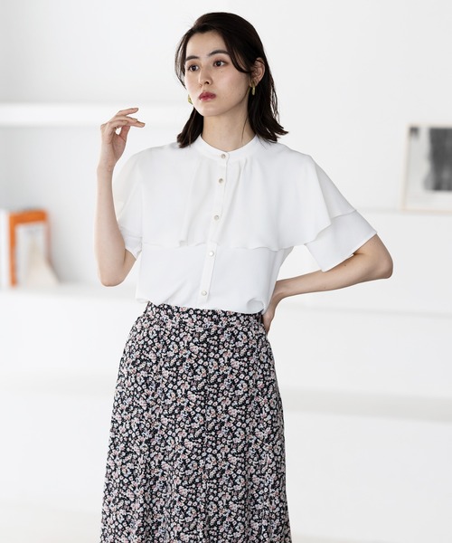 GeeRA（ジーラ）の「ケープデザインブラウス（シャツ/ブラウス・レディース・オフホワイト/ブルー/ブラック/ミント・MEDIUM/LARGE/X-LARGE）」の7枚目の写真