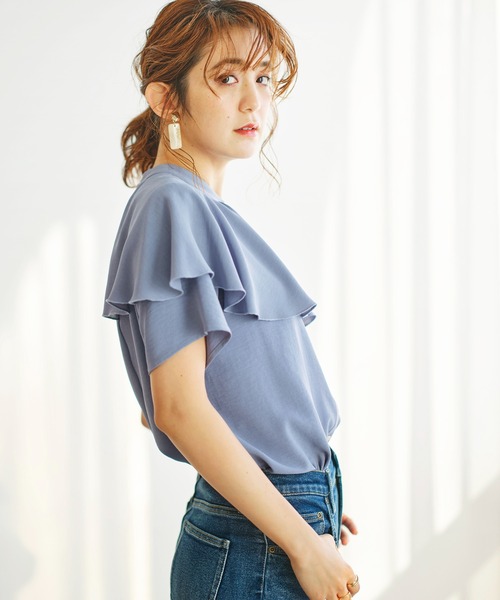 GeeRA（ジーラ）の「ケープデザインブラウス（シャツ/ブラウス・レディース・オフホワイト/ブルー/ブラック/ミント・MEDIUM/LARGE/X-LARGE）」の14枚目の写真