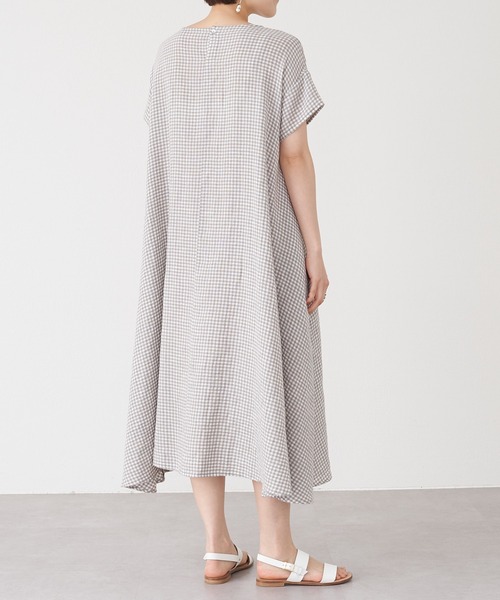 BEARDSLEY（ビアズリー）の「コットンリネンギンガムチェックワンピース（ワンピース・レディース・グレー/ブラック・FREE）」の6枚目の写真