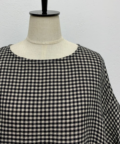 BEARDSLEY（ビアズリー）の「コットンリネンギンガムチェックワンピース（ワンピース・レディース・グレー/ブラック・FREE）」の11枚目の写真