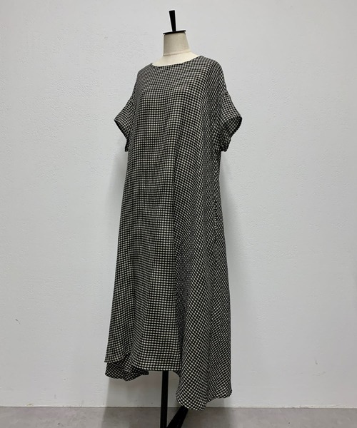 BEARDSLEY（ビアズリー）の「コットンリネンギンガムチェックワンピース（ワンピース・レディース・グレー/ブラック・FREE）」の14枚目の写真