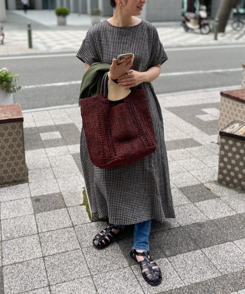 BEARDSLEY（ビアズリー）の「コットンリネンギンガムチェックワンピース（ワンピース・レディース・グレー/ブラック・FREE）」の12枚目の写真