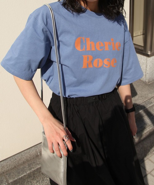 Chillfar（チルファー）の「アソートロゴTシャツ/コットン100％（Tシャツ/カットソー・レディース・ピンク/ホワイト×グリーン/ホワイト×ブルー/ホワイト×ブラック/ホワイト系/アイボリー系/アイボリー系1/アイボリー系2/ブルー/グリーン/オートミール/チャコール/ホワイト×レッド/クリーム/パープル/ネイビー/ブラウン/グリーン系/グリーン系1・FREE）」の17枚目の写真