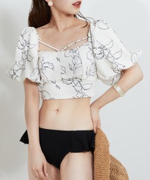 Chico | 【水着/トップス】フロントヒモデザインパフスリーブトップス(水着)