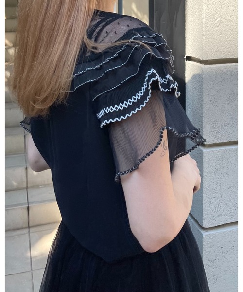 epine(エピヌ)の「frill see-through blouse(シャツ/ブラウス・レディース・ブラック・FREE)」の3枚目の写真