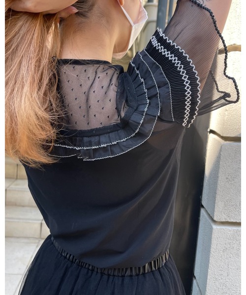 epine(エピヌ)の「frill see-through blouse(シャツ/ブラウス・レディース・ブラック・FREE)」の6枚目の写真