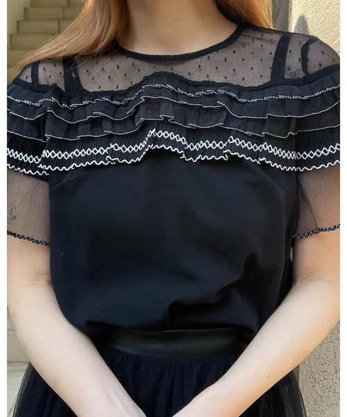 epine(エピヌ)の「frill see-through blouse(シャツ/ブラウス・レディース・ブラック・FREE)」の5枚目の写真