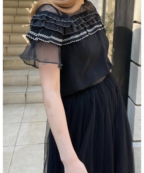 epine(エピヌ)の「frill see-through blouse(シャツ/ブラウス・レディース・ブラック・FREE)」の9枚目の写真