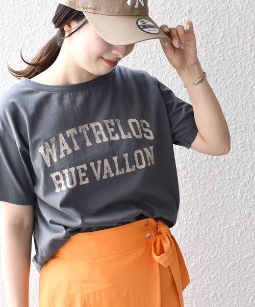 SHIPS(シップス)の「*フレンチロゴカレッジショートTEE◆(Tシャツ/カットソー・レディース・チャコールグレー/ライトホワイト/ミント/ライトオリーブ・ONE SIZE)」の3枚目の写真