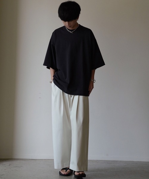 WYM LIDNM（ウィム バイ リドム）の「SUPER FINE COTTON LOOSE FIT TEE（Tシャツ/カットソー・メンズ・ライトグレー/アッシュブラウン/ダークグレー/グレー系/グリーン系/杢グレー/ホワイト/ダークネイビー・S/M/L）」の22枚目の写真