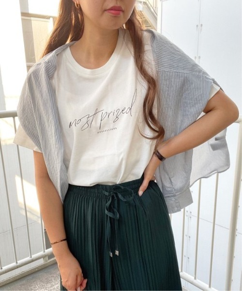 ikka(イッカ)の「ロゴプリントT(Tシャツ/カットソー・レディース・ホワイト/ブラック/オフホワイト/ミント/その他1・S/M/L)」の1枚目の写真