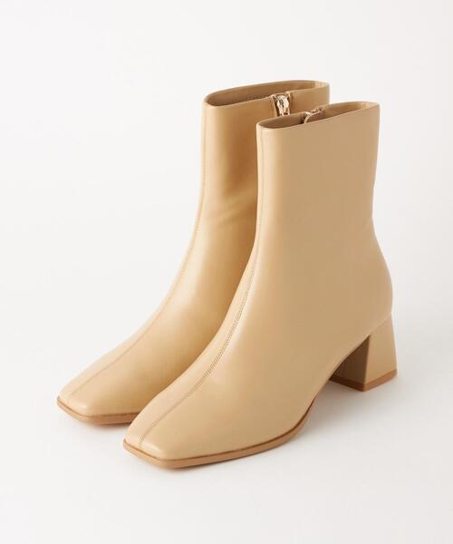 green label relaxing（グリーンレーベルリラクシング）の「[7days]スクエア ショートブーツ(5.5cmヒール) -撥水-（ブーツ・レディース・ブラック/ダークブラウン/オフホワイト/クリーム/モカ・S/M/L/XL/XS）」の5枚目の写真