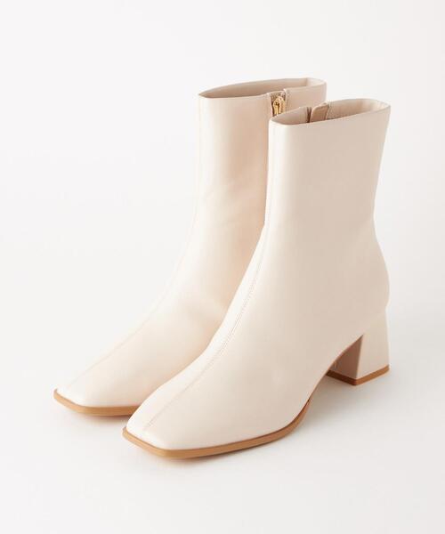 green label relaxing（グリーンレーベルリラクシング）の「[7days]スクエア ショートブーツ(5.5cmヒール) -撥水-（ブーツ・レディース・ブラック/ダークブラウン/オフホワイト/クリーム/モカ・S/M/L/XL/XS）」の19枚目の写真