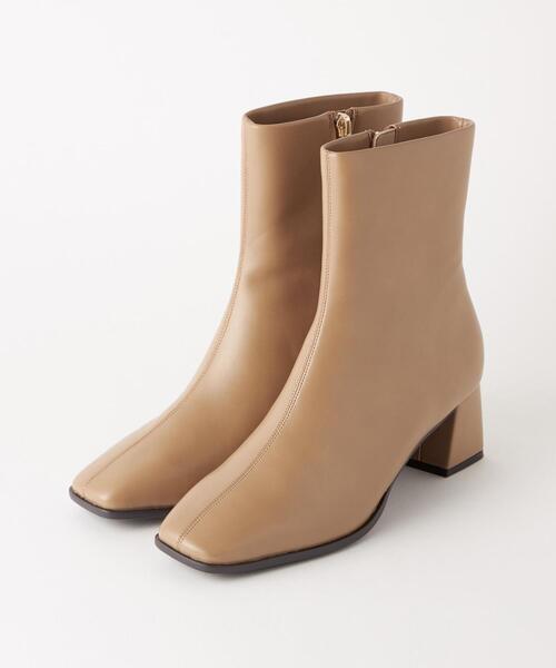 green label relaxing（グリーンレーベルリラクシング）の「[7days]スクエア ショートブーツ(5.5cmヒール) -撥水-（ブーツ・レディース・ブラック/ダークブラウン/オフホワイト/クリーム/モカ・S/M/L/XL/XS）」の6枚目の写真