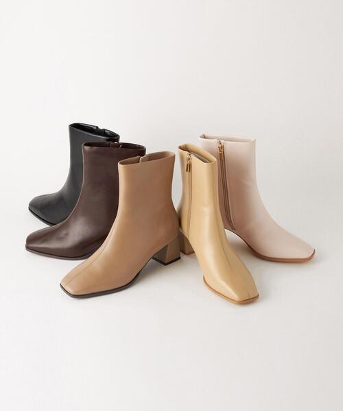 green label relaxing（グリーンレーベルリラクシング）の「[7days]スクエア ショートブーツ(5.5cmヒール) -撥水-（ブーツ・レディース・ブラック/ダークブラウン/オフホワイト/クリーム/モカ・S/M/L/XL/XS）」の15枚目の写真