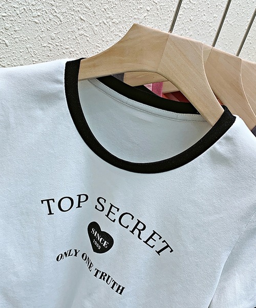 Auntie Rosa(アンティローザ)の「リブカラーチビTシャツ(Tシャツ/カットソー・レディース・ホワイト/ピンク・FREE)」の5枚目の写真