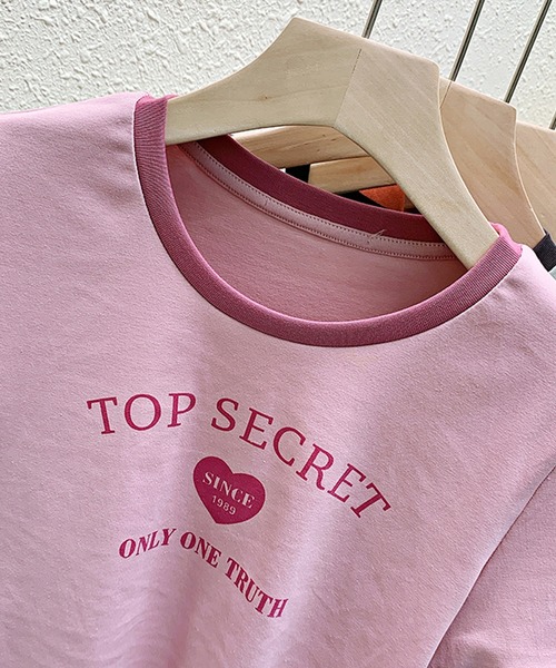 Auntie Rosa(アンティローザ)の「リブカラーチビTシャツ(Tシャツ/カットソー・レディース・ホワイト/ピンク・FREE)」の6枚目の写真