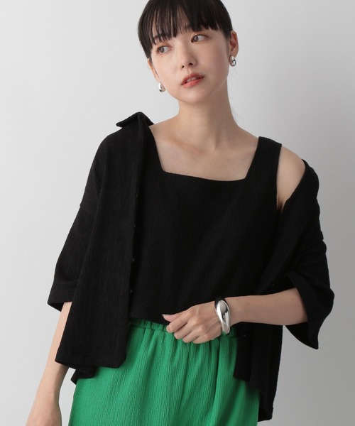 LOWRYS FARM（ローリーズファーム）の「シャーリングスクエアビスチェ　347264（その他トップス・レディース・ブラック/ブルー/アイボリー/ボルドー・FREE）」の3枚目の写真