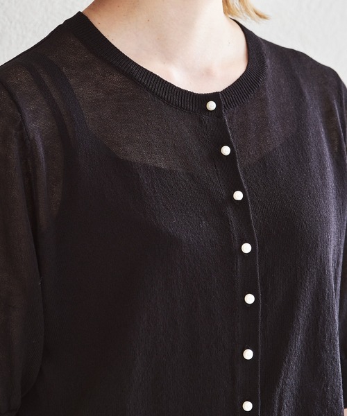 acro（アクロ）の「パールボタンシアーカーディガン/AC1451（カーディガン/ボレロ・レディース・ピンク/ブラック/グリーン/ベージュ/アイボリー・ﾌﾘ-）」の7枚目の写真