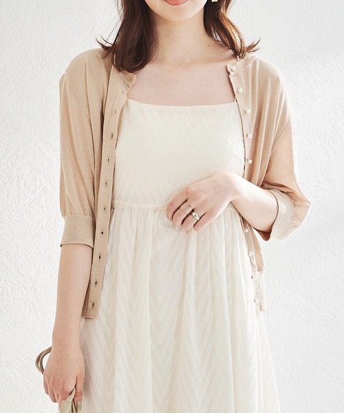 acro（アクロ）の「パールボタンシアーカーディガン/AC1451（カーディガン/ボレロ・レディース・ピンク/ブラック/グリーン/ベージュ/アイボリー・ﾌﾘ-）」の10枚目の写真