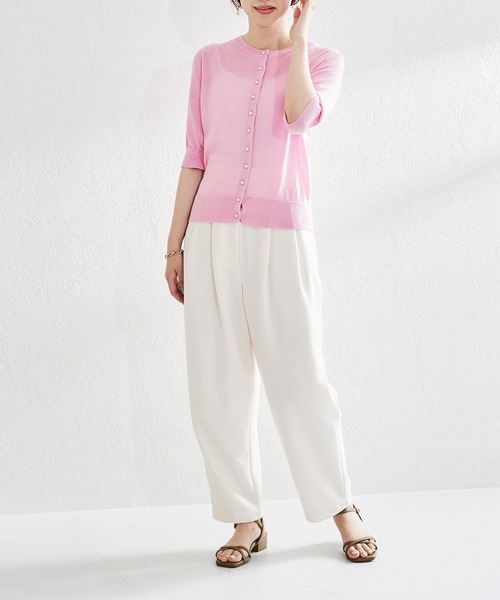 acro（アクロ）の「パールボタンシアーカーディガン/AC1451（カーディガン/ボレロ・レディース・ピンク/ブラック/グリーン/ベージュ/アイボリー・ﾌﾘ-）」の13枚目の写真