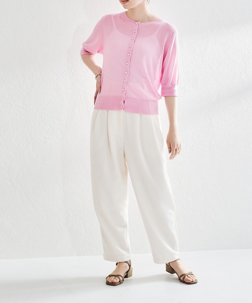 acro（アクロ）の「パールボタンシアーカーディガン/AC1451（カーディガン/ボレロ・レディース・ピンク/ブラック/グリーン/ベージュ/アイボリー・ﾌﾘ-）」の14枚目の写真