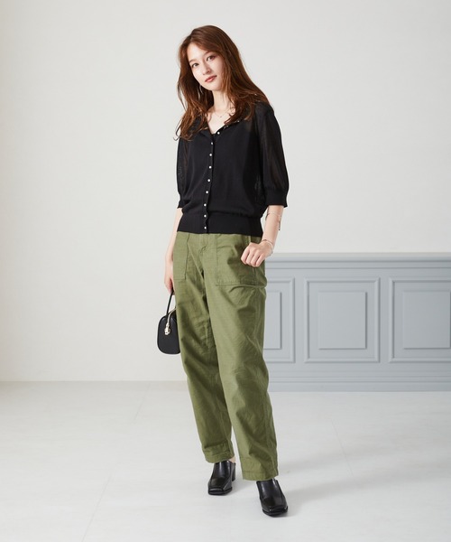 acro（アクロ）の「パールボタンシアーカーディガン/AC1451（カーディガン/ボレロ・レディース・ピンク/ブラック/グリーン/ベージュ/アイボリー・ﾌﾘ-）」の20枚目の写真