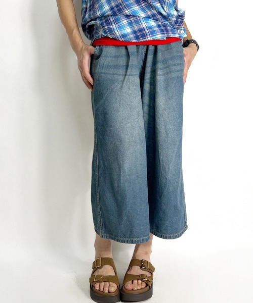 美品【M's GRACY】デニムガウチョパンツ　クロップド　かわいい　38サイズ 美品【Ms GRACY】デニムガウチョパンツ クロップド かわいい 38