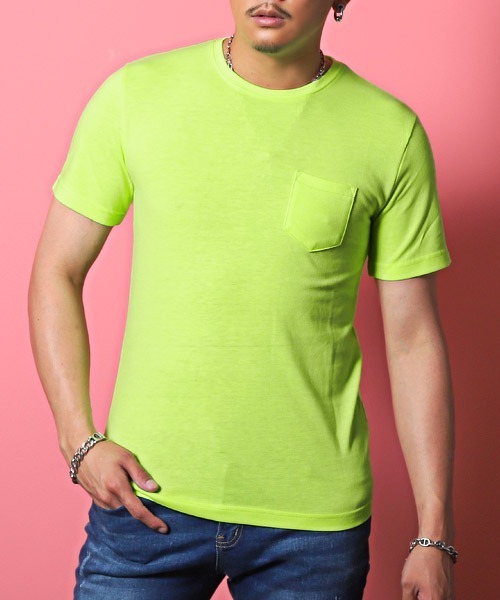 LUXSTYLE(ラグスタイル)の「無地ポケット付きクルーネック半袖Tシャツ(Tシャツ/カットソー・メンズ・ホワイト/ブラック/ネイビー/グレー/カーキ/イエロー系その他/ピンク系その他/ライトピンク・L/XL/M)」の6枚目の写真